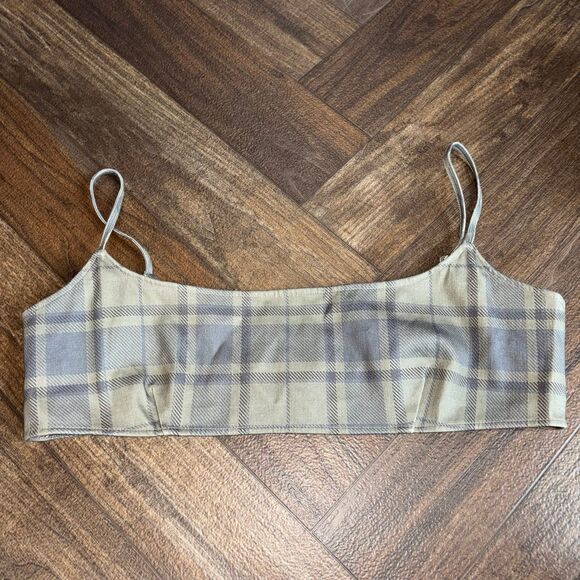 WeWoreWhat Women's Olive Cool Plaid Bra Top Size XL NWT - Picture 3 of 8